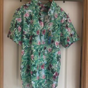 Men's Green Tropical Print Casual Shirt